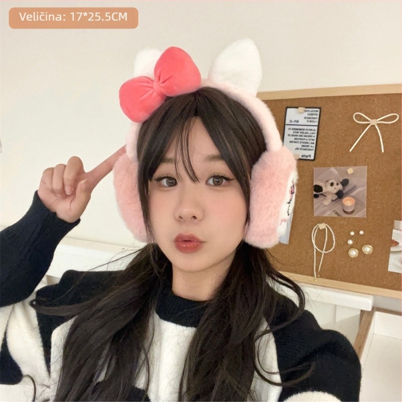 Ušni zaštitnici od pliša s zvjezdicom — crtani stil, toplo za zimu i jesen, za vanjsku upotrebu, za žene