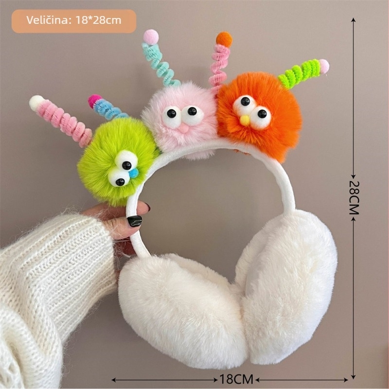 Ušni zaštitnici od pliša s zvjezdicom — crtani stil, toplo za zimu i jesen, za vanjsku upotrebu, za žene