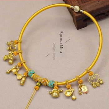 Dječji ogrlica s amuletom dugovječnosti, konac, U oblik, O tip lanca, 31–40 cm