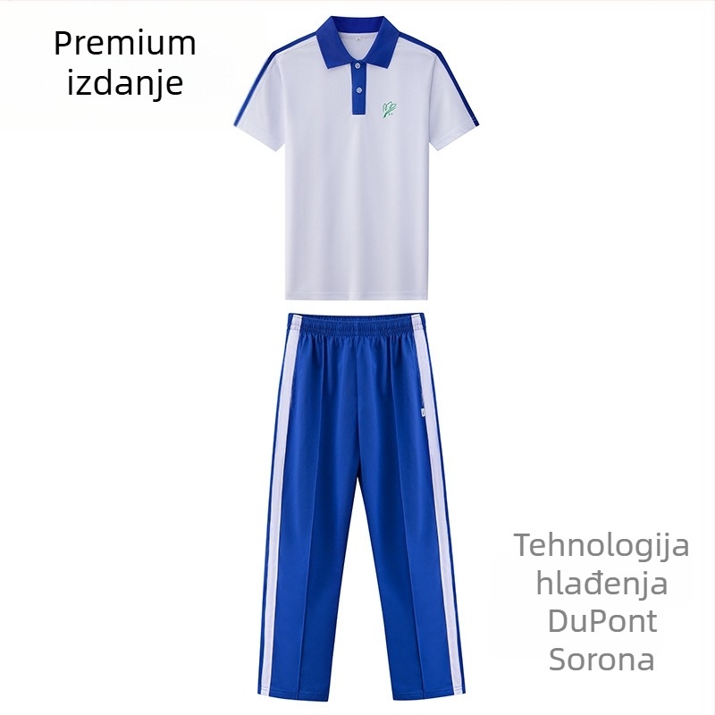 Set školske uniforme za osnovnu školu za jesen i zimu: jakna s dugim rukavima, zimski komplet, zimske hlače, ljetni komplet s kratkim rukavima i hlače – unisex, premium izdanje