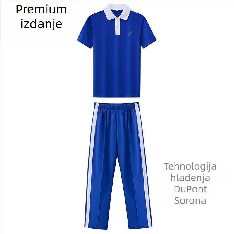 Set školske uniforme za osnovnu školu za jesen i zimu: jakna s dugim rukavima, zimski komplet, zimske hlače, ljetni komplet s kratkim rukavima i hlače – unisex, premium izdanje