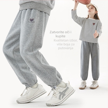 Dječje casual hlače za djevojčice, najlon s flis podstavom, 87,9% najlon, elastični pojas, za dob 3–8 godina, proljeće i jesen