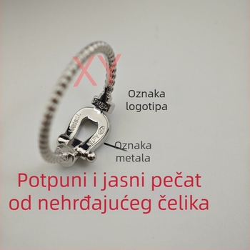 Unisex prsten s potkovom i dijamantima, 925 srebro, 18K pozlata, precizna izrada