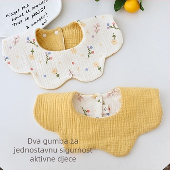Dječji ubrus od čiste pamuk gaze, motiv latice i vala, upijajući, unisex, pogodan za dojenčad i malu djecu.