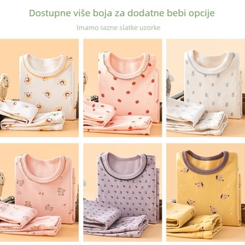 Dječji debeli jesenski komplet gornji dio i donji dio za bazni sloj termo odjeće, za dječake – laneni materijal, glavni materijal: zajčje krzno