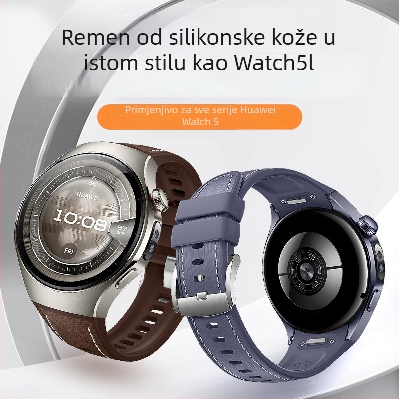 Remen za Huawei Watch5 od kožno-silikonskog kompozita, s push‑kopčom, moderan dizajn