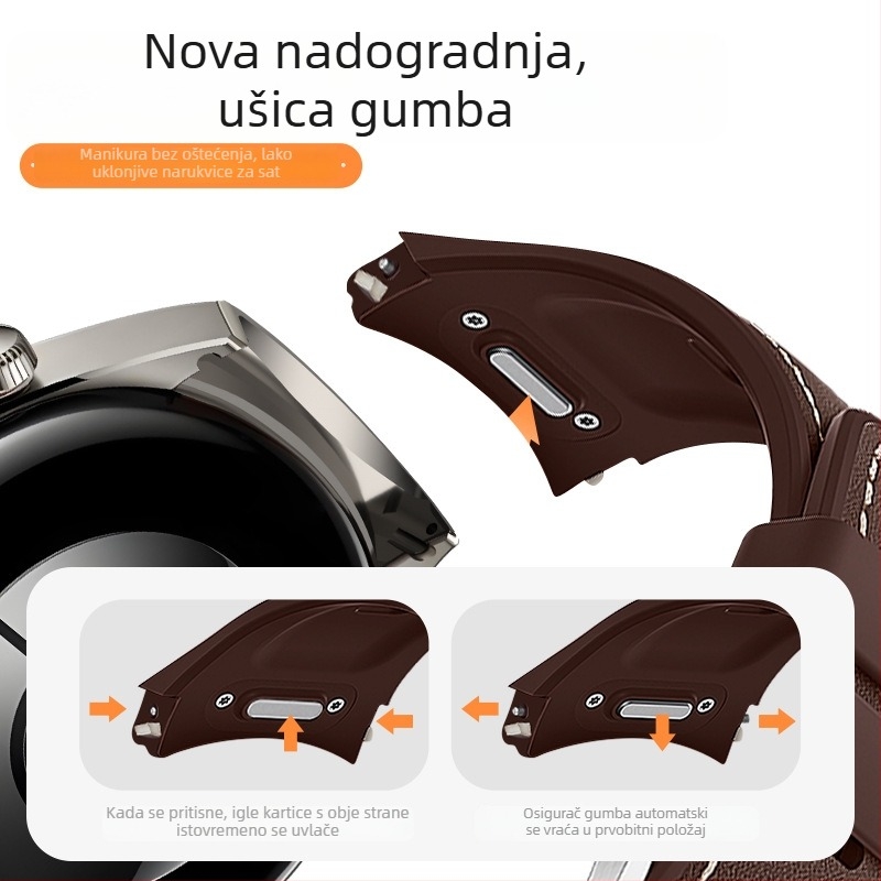 Remen za Huawei Watch5 od kožno-silikonskog kompozita, s push‑kopčom, moderan dizajn