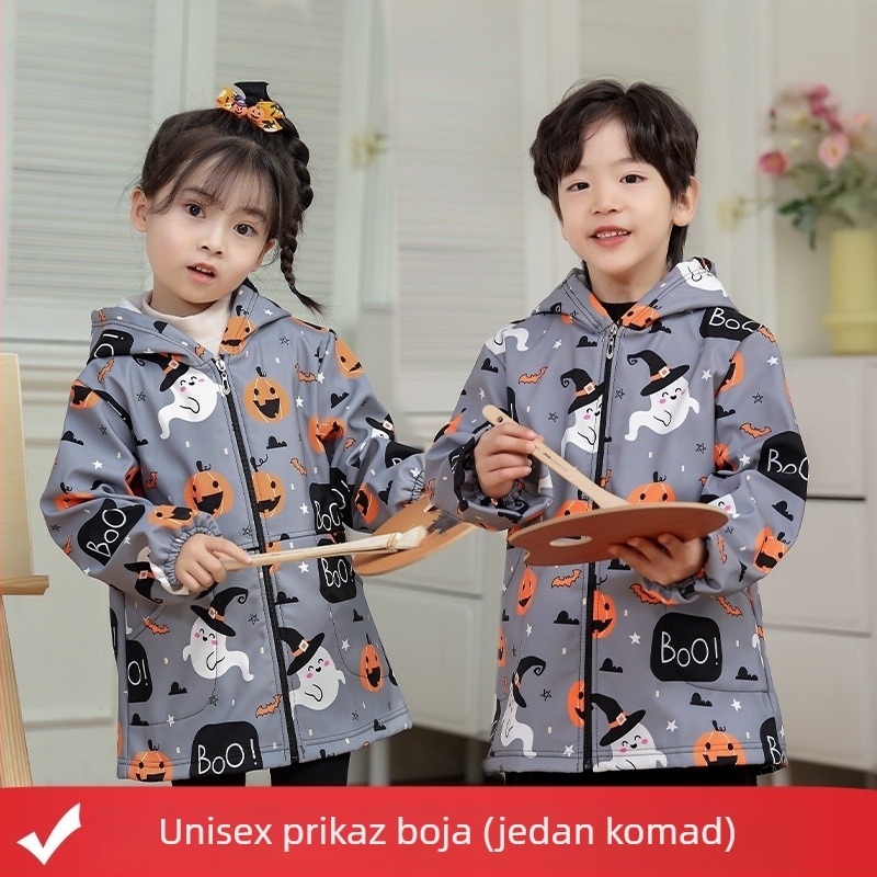 Dječja vodootporna zaštitna pregača za crtanje s fleece podstavom od poliestera, unisex, otporna na kidanje