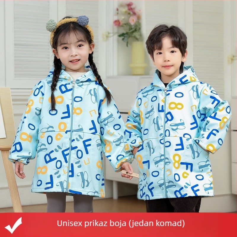 Dječja vodootporna zaštitna pregača za crtanje s fleece podstavom od poliestera, unisex, otporna na kidanje