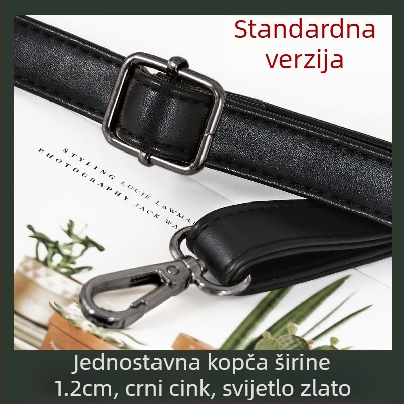 Crni kožni kaiš za torbu – dijagonalni kaiš za rame, zamjena