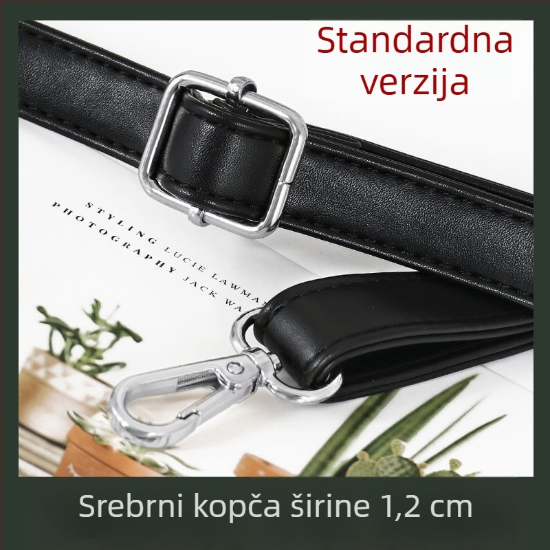 Crni kožni kaiš za torbu – dijagonalni kaiš za rame, zamjena