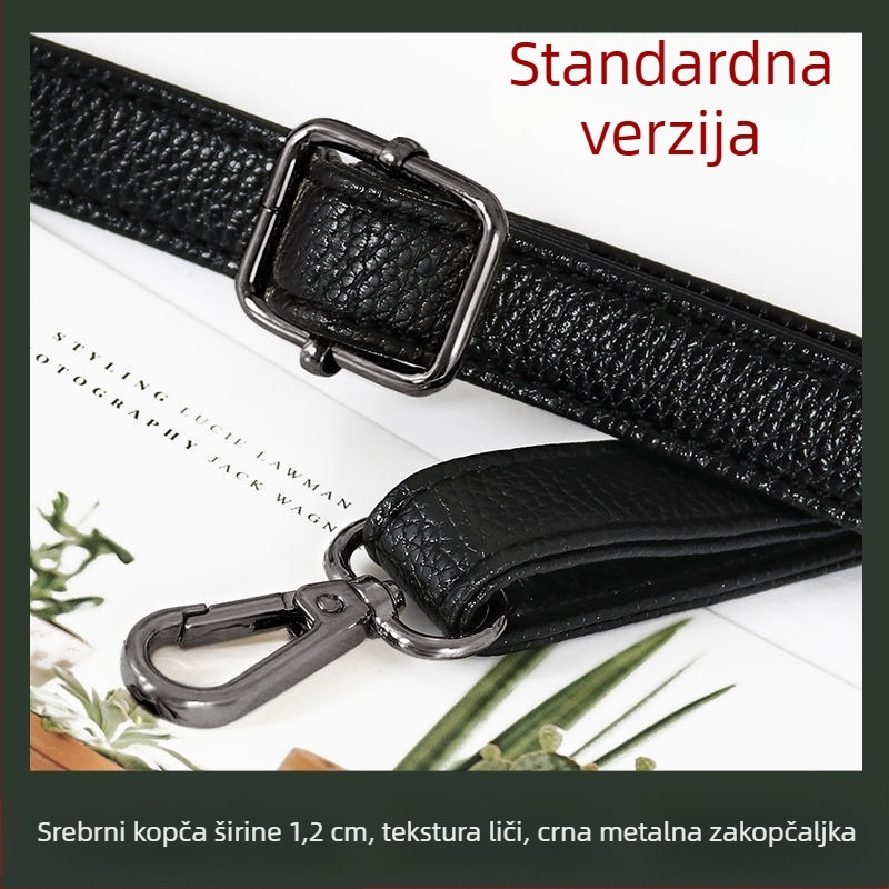Crni kožni kaiš za torbu – dijagonalni kaiš za rame, zamjena