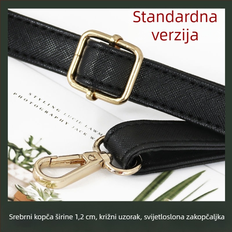 Crni kožni kaiš za torbu – dijagonalni kaiš za rame, zamjena