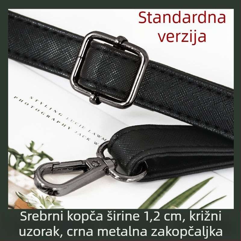 Crni kožni kaiš za torbu – dijagonalni kaiš za rame, zamjena