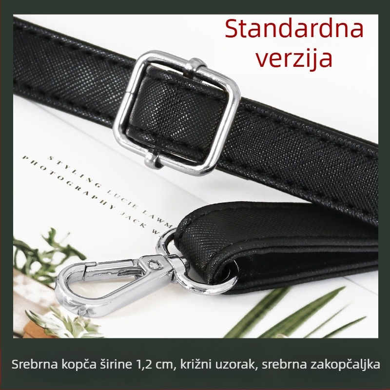Crni kožni kaiš za torbu – dijagonalni kaiš za rame, zamjena
