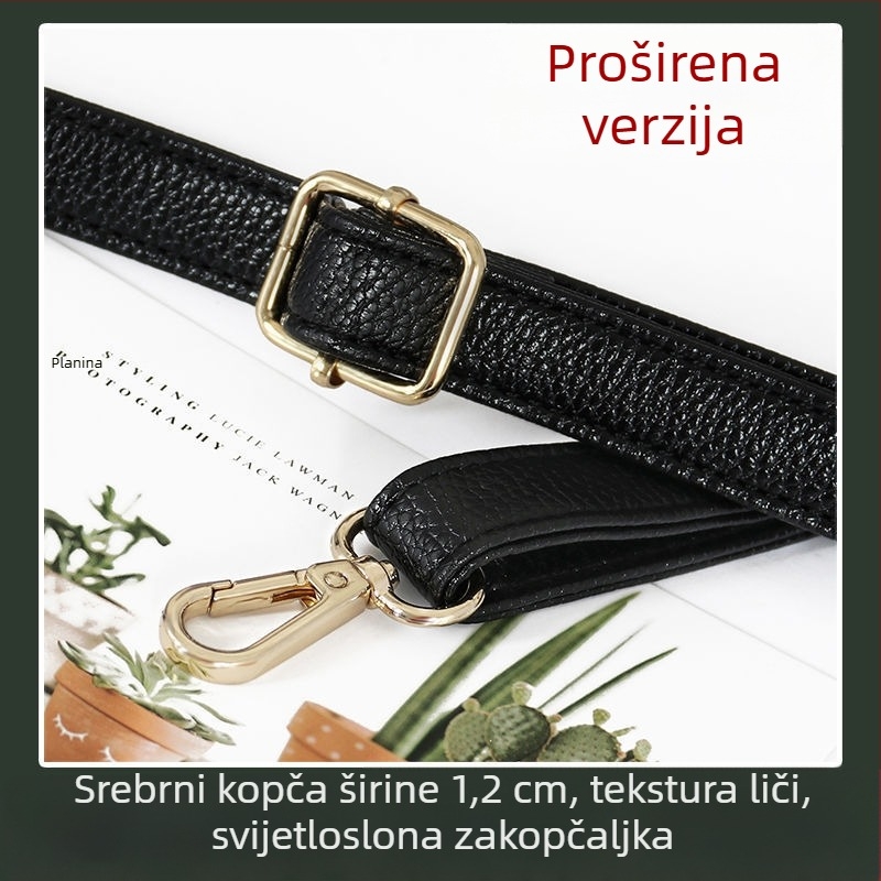 Crni kožni kaiš za torbu – dijagonalni kaiš za rame, zamjena