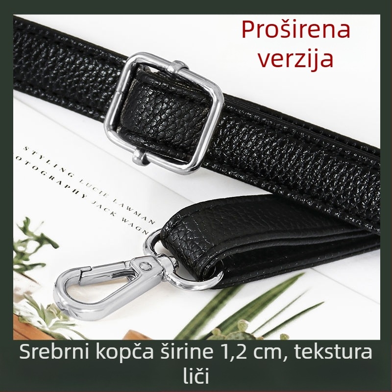 Crni kožni kaiš za torbu – dijagonalni kaiš za rame, zamjena