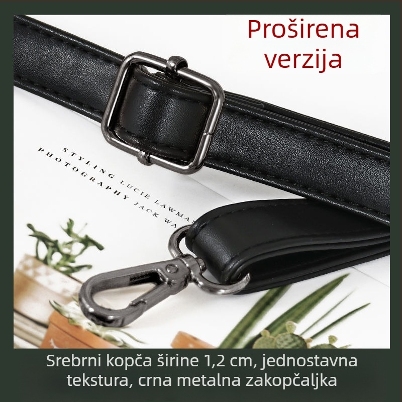 Crni kožni kaiš za torbu – dijagonalni kaiš za rame, zamjena