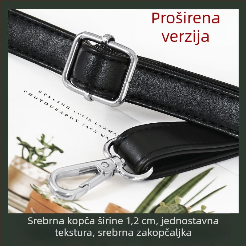 Crni kožni kaiš za torbu – dijagonalni kaiš za rame, zamjena