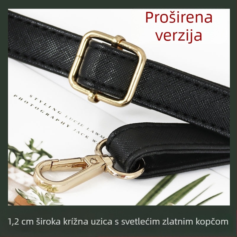Crni kožni kaiš za torbu – dijagonalni kaiš za rame, zamjena