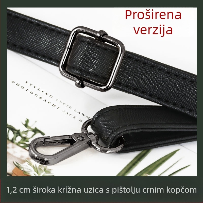 Crni kožni kaiš za torbu – dijagonalni kaiš za rame, zamjena