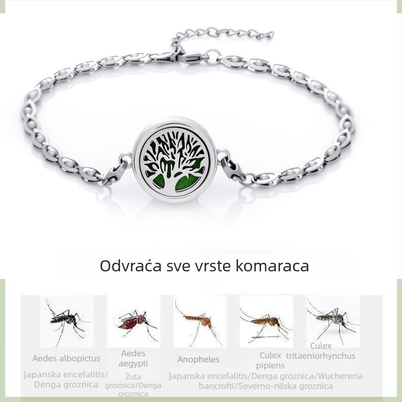Narukvica za gležanj od legure, oblik lisca, difuzor eteričnog ulja, podesiva, repelent protiv komaraca