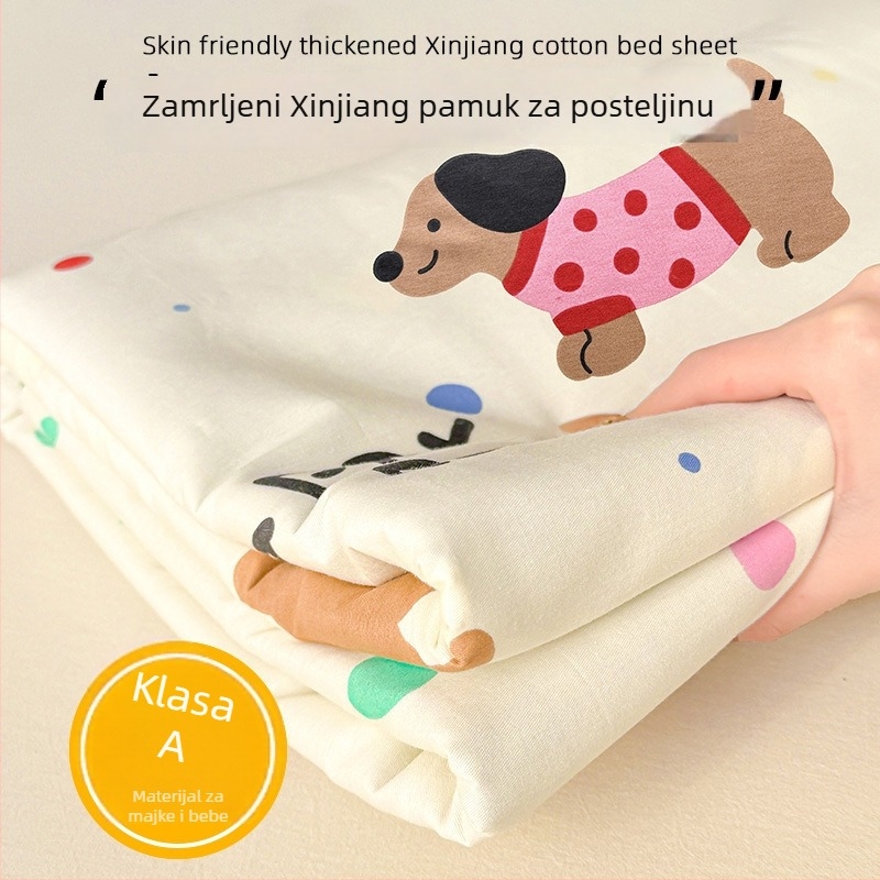 Fitted sheet s karikaturnim motivom, 100% pamuk, reaktivna boja, gustoća tkanja 128×68, 40 niti, set plahti za krevet