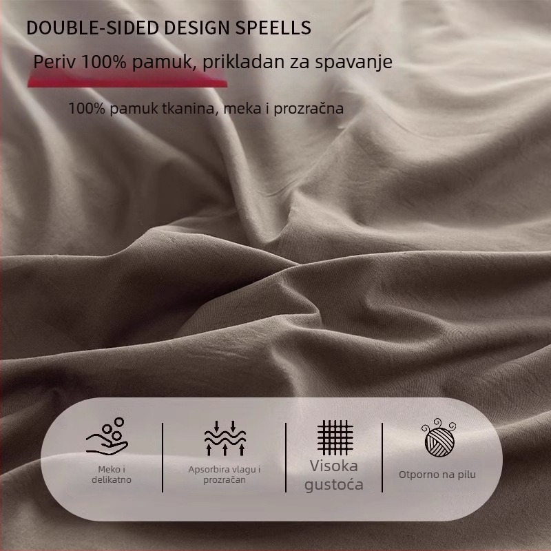 Navlaka za ćebe od 100% pamuka, jednobojni dizajn, reaktivno tiskanje i bojanje, gustoća tkanine 128x68