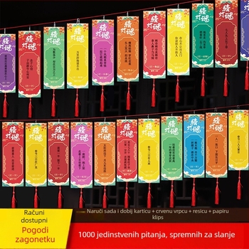Set kartica s zagonetkama za lampion za Festival Mjeseca – papir, kvadratni oblik, DIY, etnički stil