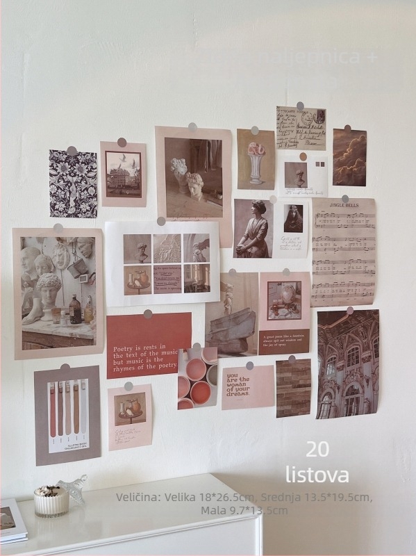 Set zidnih naljepnica s retro nostalgičnim pločnim stilom, za dnevni boravak, uzorak 111407, više od 5 komada, materijal papir