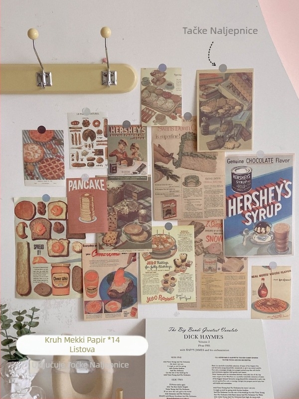 Set zidnih naljepnica s retro nostalgičnim pločnim stilom, za dnevni boravak, uzorak 111407, više od 5 komada, materijal papir
