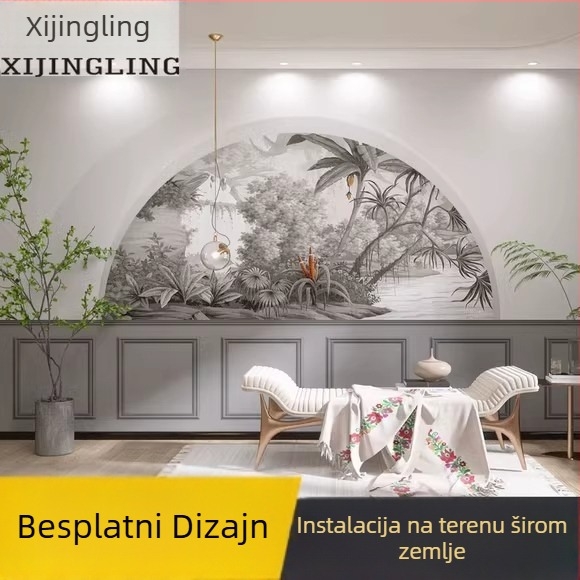 Zidna tapeta: francuske gips linije, svila materijal, otporno na mrlje