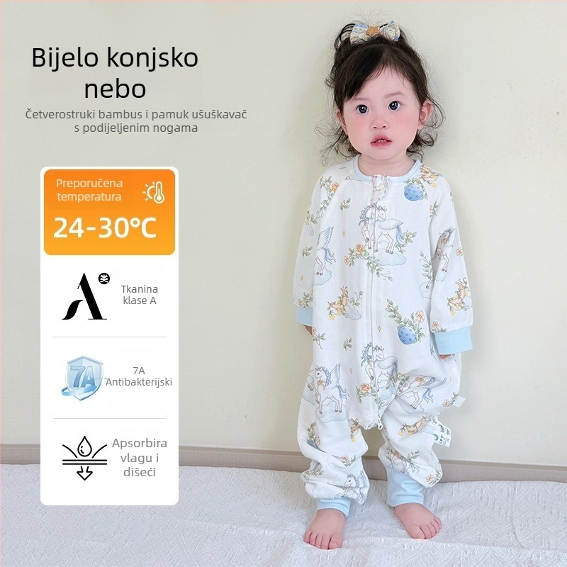 Dječja vreća za spavanje s odvođenim nogama, bambus vlakna, punjenje od pamuka, antibakterijsko, pogodna za ljeto, proljeće i jesen