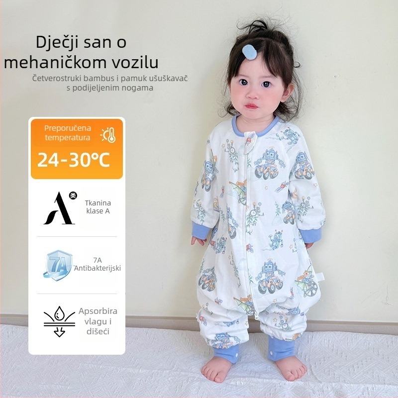 Dječja vreća za spavanje s odvođenim nogama, bambus vlakna, punjenje od pamuka, antibakterijsko, pogodna za ljeto, proljeće i jesen