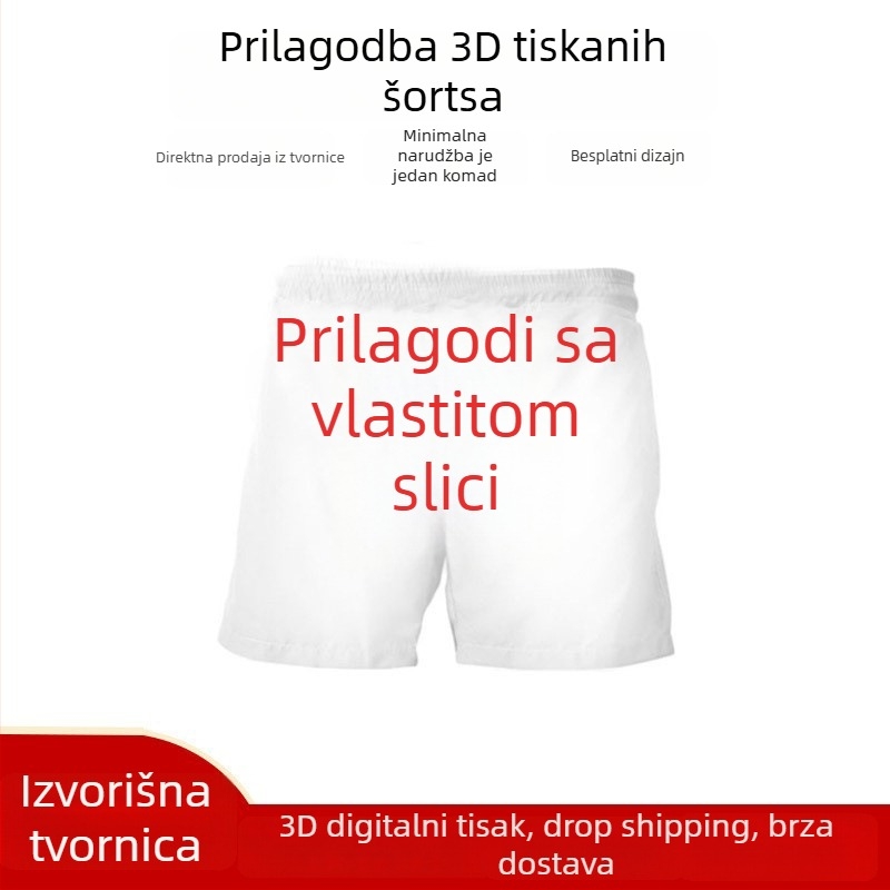 Košarkaške šorceve, sportske, brzo sušeće, prozračne, s otiskom, ravni kroj (80% poliester; mikroelastičnost)