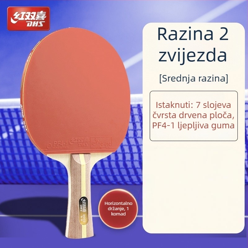 Dhs reketa za stolni tenis — drveno kućište, guma protiv ljepila, horizontalni udar, paket s jednim komadom
