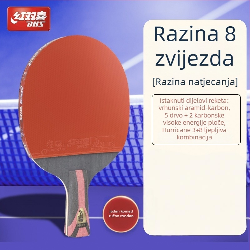 Dhs reketa za stolni tenis — drveno kućište, guma protiv ljepila, horizontalni udar, paket s jednim komadom