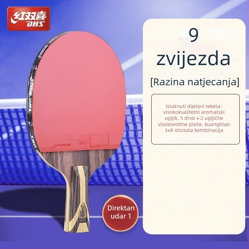 Dhs reketa za stolni tenis — drveno kućište, guma protiv ljepila, horizontalni udar, paket s jednim komadom