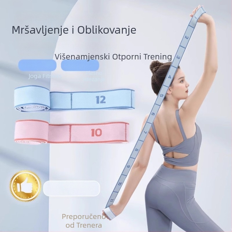 Lancini Joga elastična traka – poliester-pamučna smjesa, za Pilates treninge, segmentirano naprezanje, prilagodljiv otpor