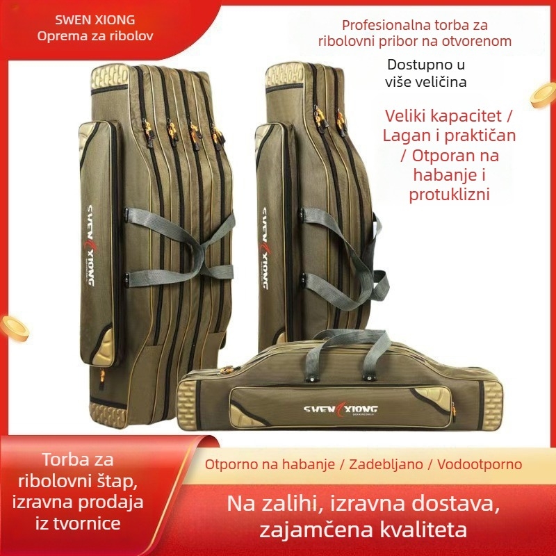 Debljena vodootporna torba za ribarske štapove, trodjelna, velika za morski ribolov