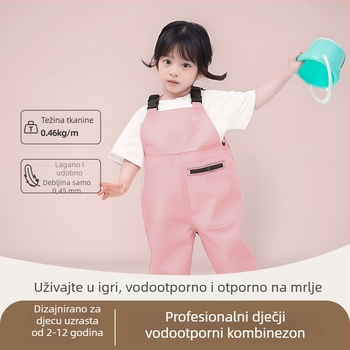 Dječji vodootporni jednodijelni kombinezon za igru u vodi, set kišnih čizama i kišnih hlača, ribarski komplet