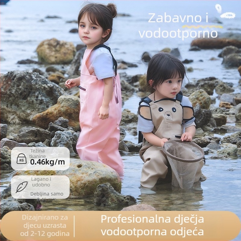 Dječji vodootporni jednodijelni kombinezon za igru u vodi, set kišnih čizama i kišnih hlača, ribarski komplet