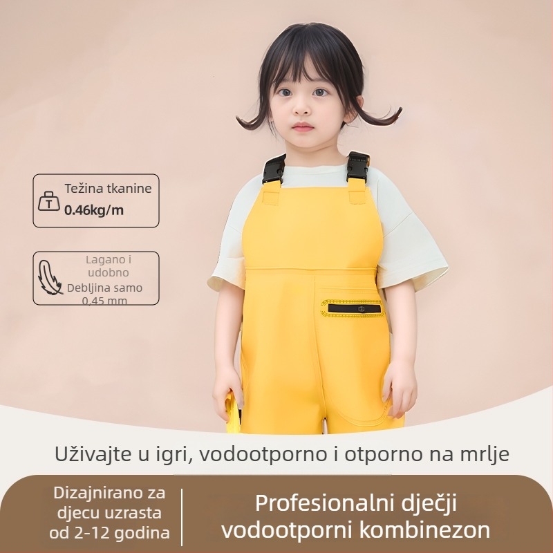 Dječji vodootporni jednodijelni kombinezon za igru u vodi, set kišnih čizama i kišnih hlača, ribarski komplet