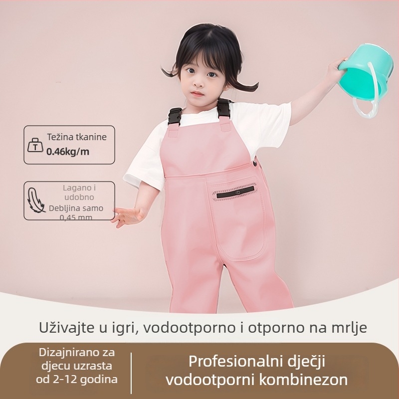 Dječji vodootporni jednodijelni kombinezon za igru u vodi, set kišnih čizama i kišnih hlača, ribarski komplet
