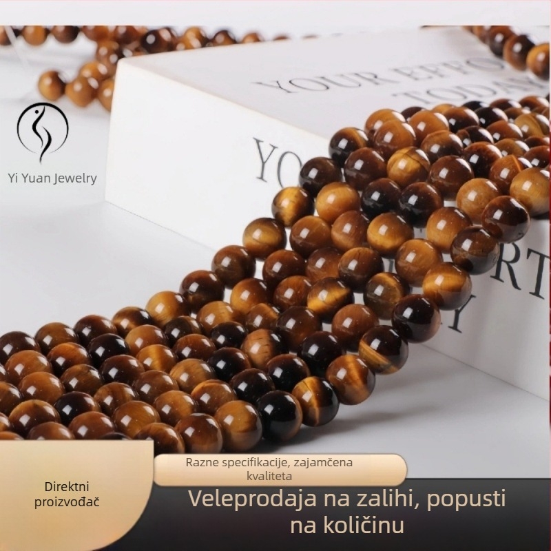 Prirodne tigrovo oko perle — okrugle slobodne perle za DIY nakit, poluproizvodi za narukvice