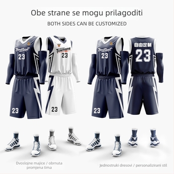 Košarkaški komplet s dvostrukim digitalnim printom, unisex, ljetna verzija, bez rukava, V-izrez, brzo sušenje, prozračan