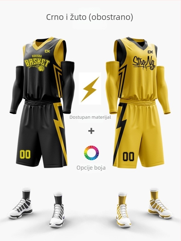 Košarkaški komplet s dvostrukim digitalnim printom, unisex, ljetna verzija, bez rukava, V-izrez, brzo sušenje, prozračan