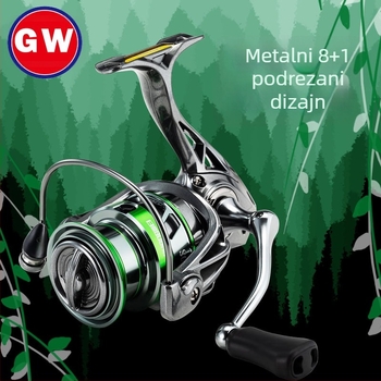 Guangwei mulinet za spinning, 8+1 ležajeva, prednja kočnica, metalna špulja