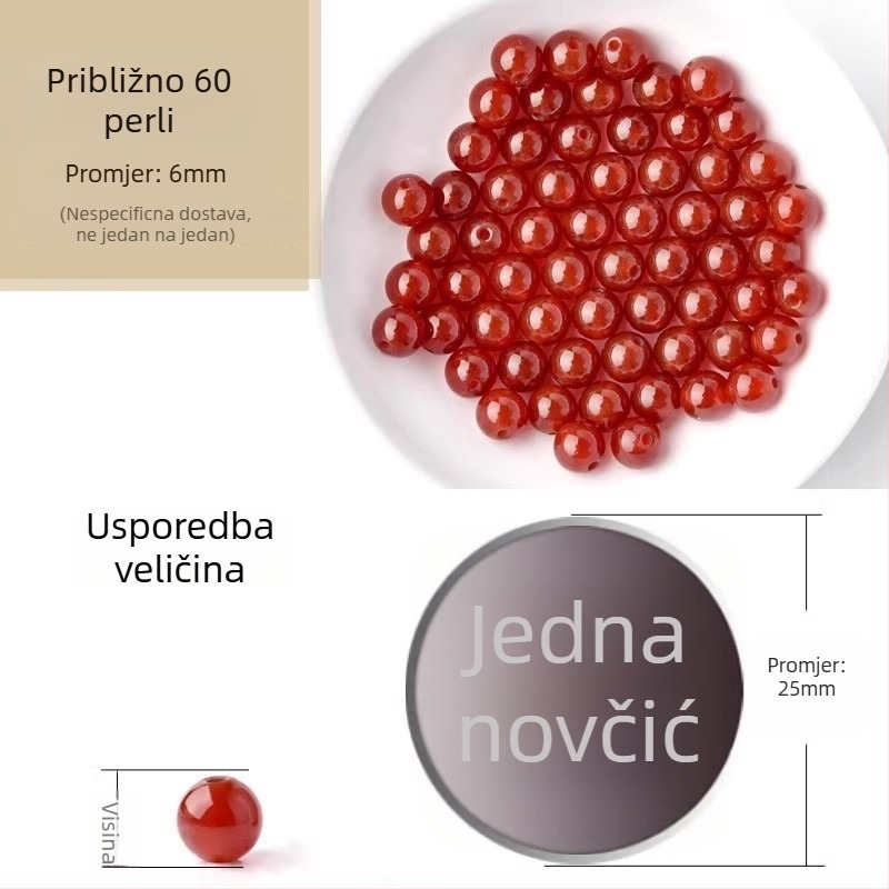 Akatne slobodne perle, polirane okrugle perle, komponente za narukvicu, Dianrun Jewelry