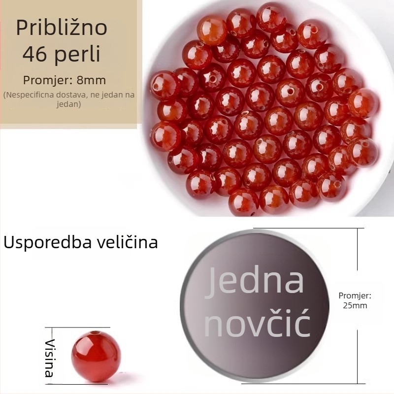 Akatne slobodne perle, polirane okrugle perle, komponente za narukvicu, Dianrun Jewelry